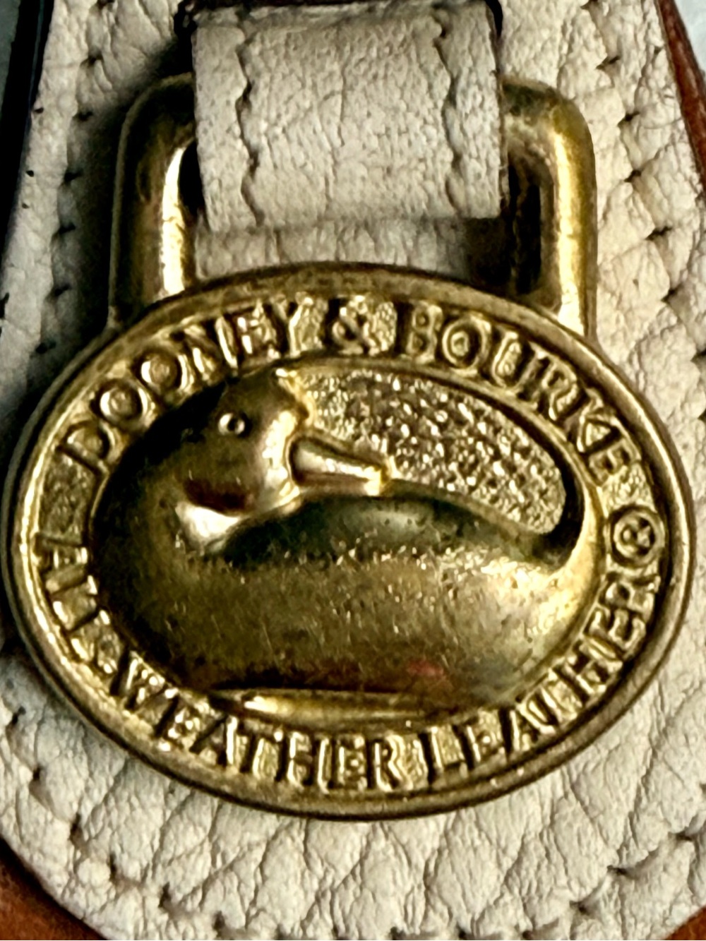 Dooney and Bourke Vintage All Weather Leather Keychain Duck Logo Brass Charm - Picture 7 of 7